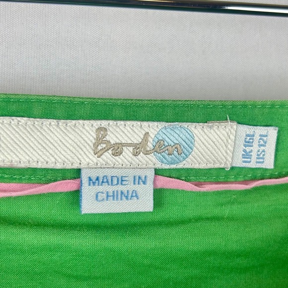 Boden Stripe A Line Midi Skirt Green Yellow Pink White Cotton Women 12 Tall Long - Picture 5 of 6